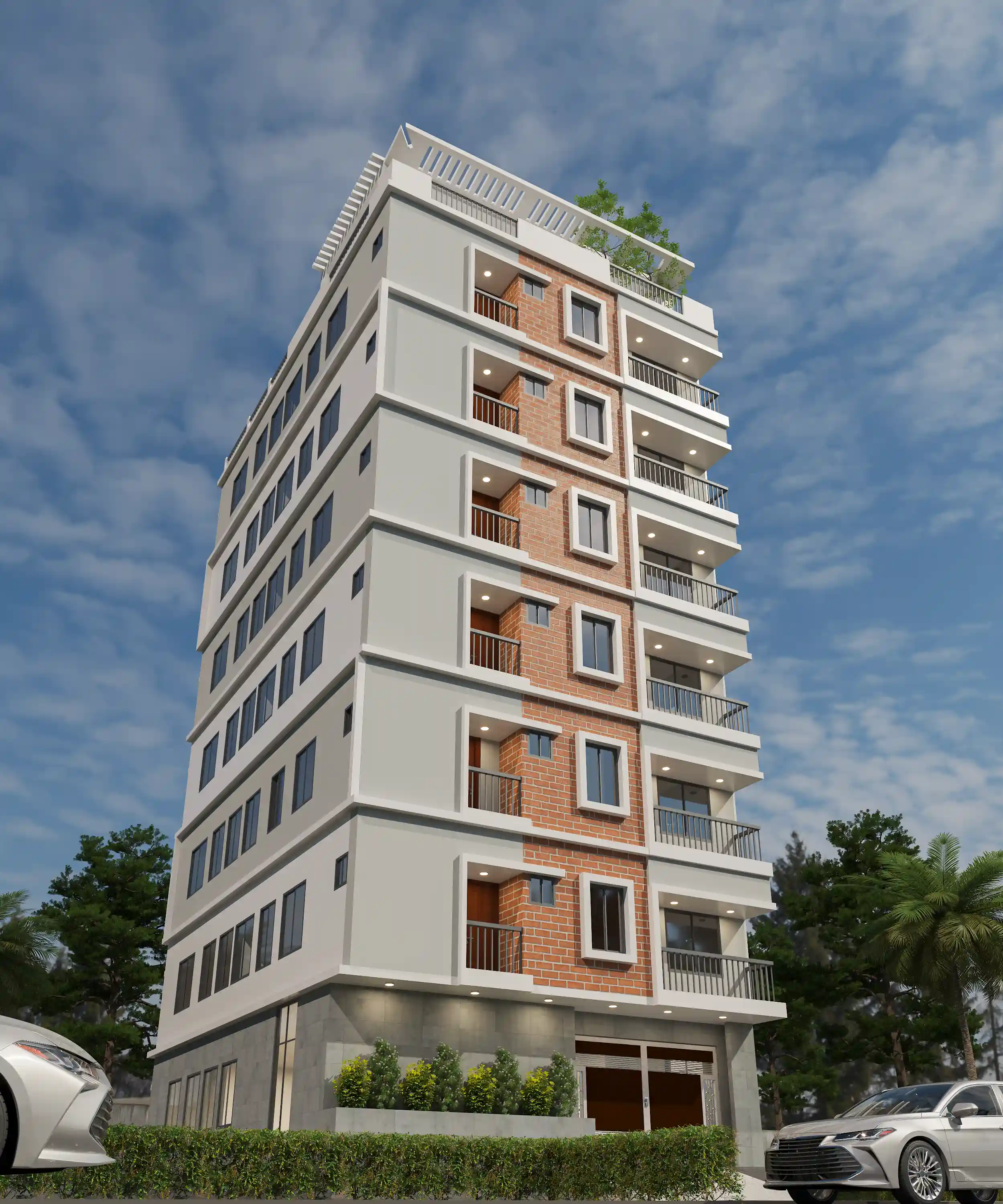 Concept sketch transitioning into a photorealistic render